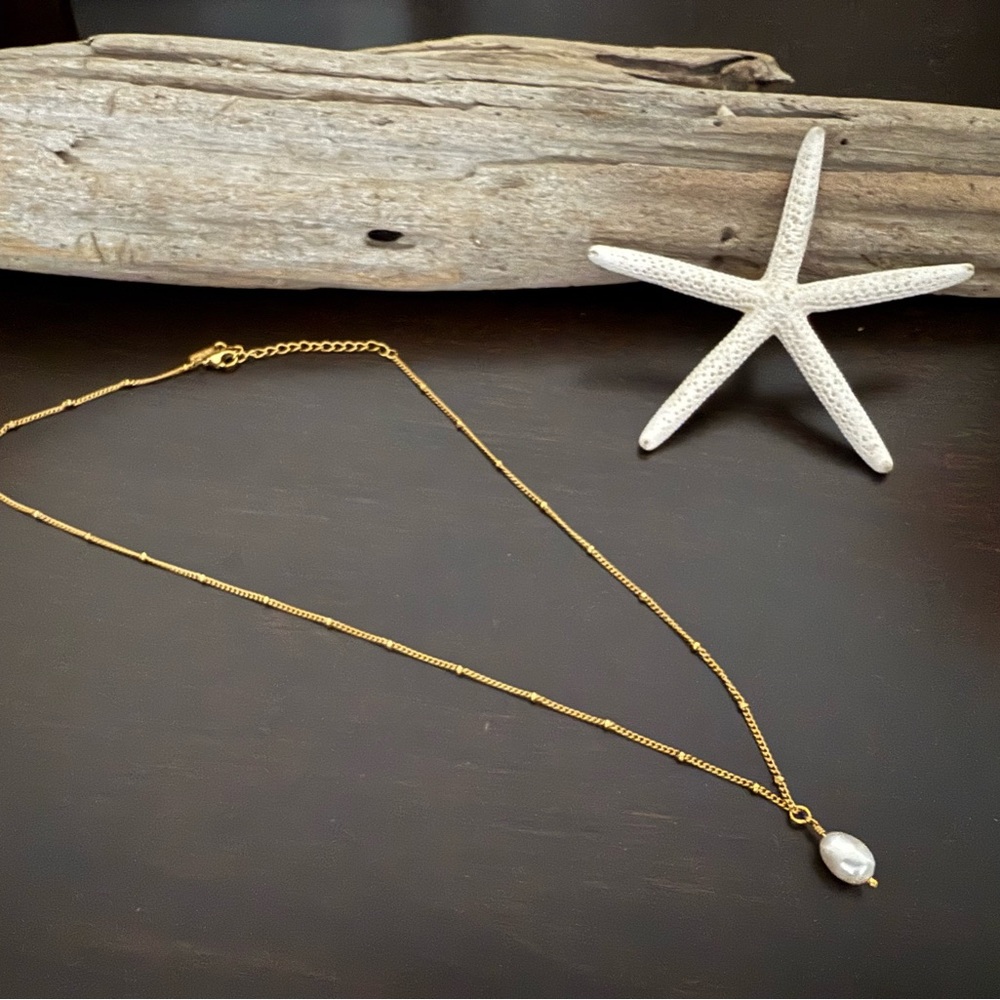 Brand: ATOLEA - Gold Necklace with Pearl Pendant “BAROQUE PEARL PENDANT”